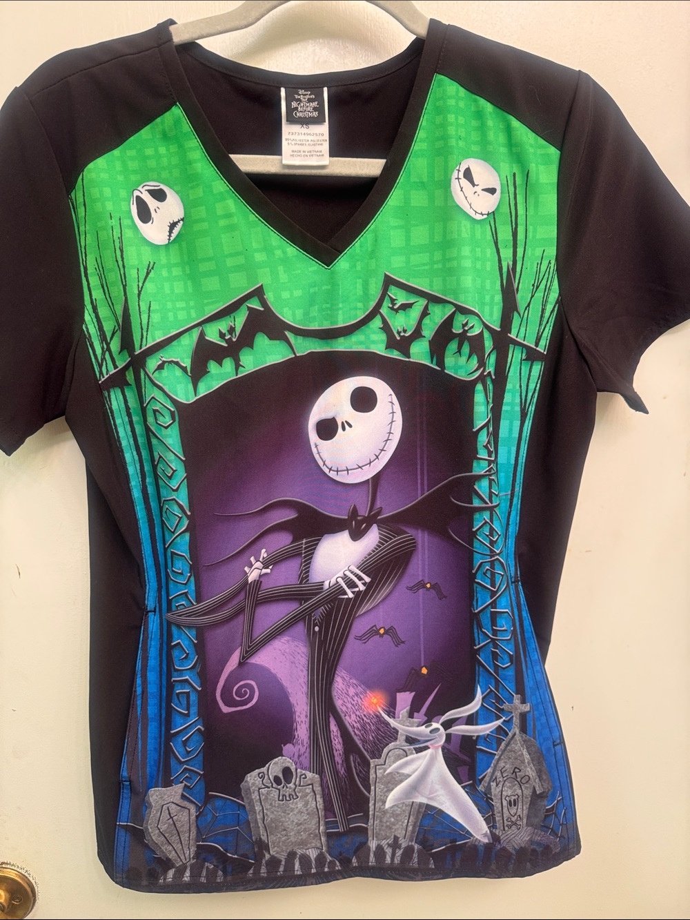 Disney Tim Burton's The Nightmare Before Christmas Black XS Top with pockets!